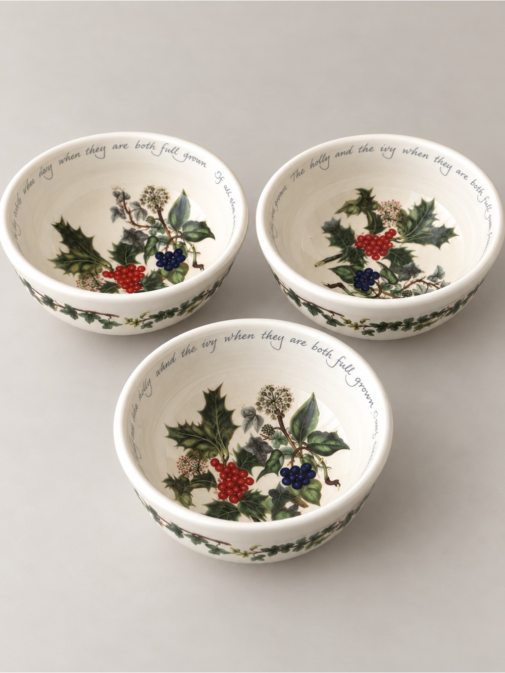 Portmeirion Holly & Ivy 5.5” Bowls Set of 3